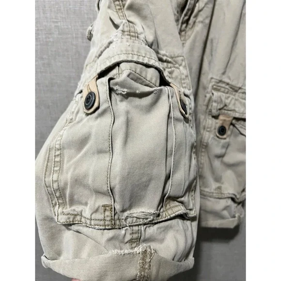No Boundries Cargo Shorts Men's 30 Khaki Baggy Streetwear Distressed - Picture 2 of 9